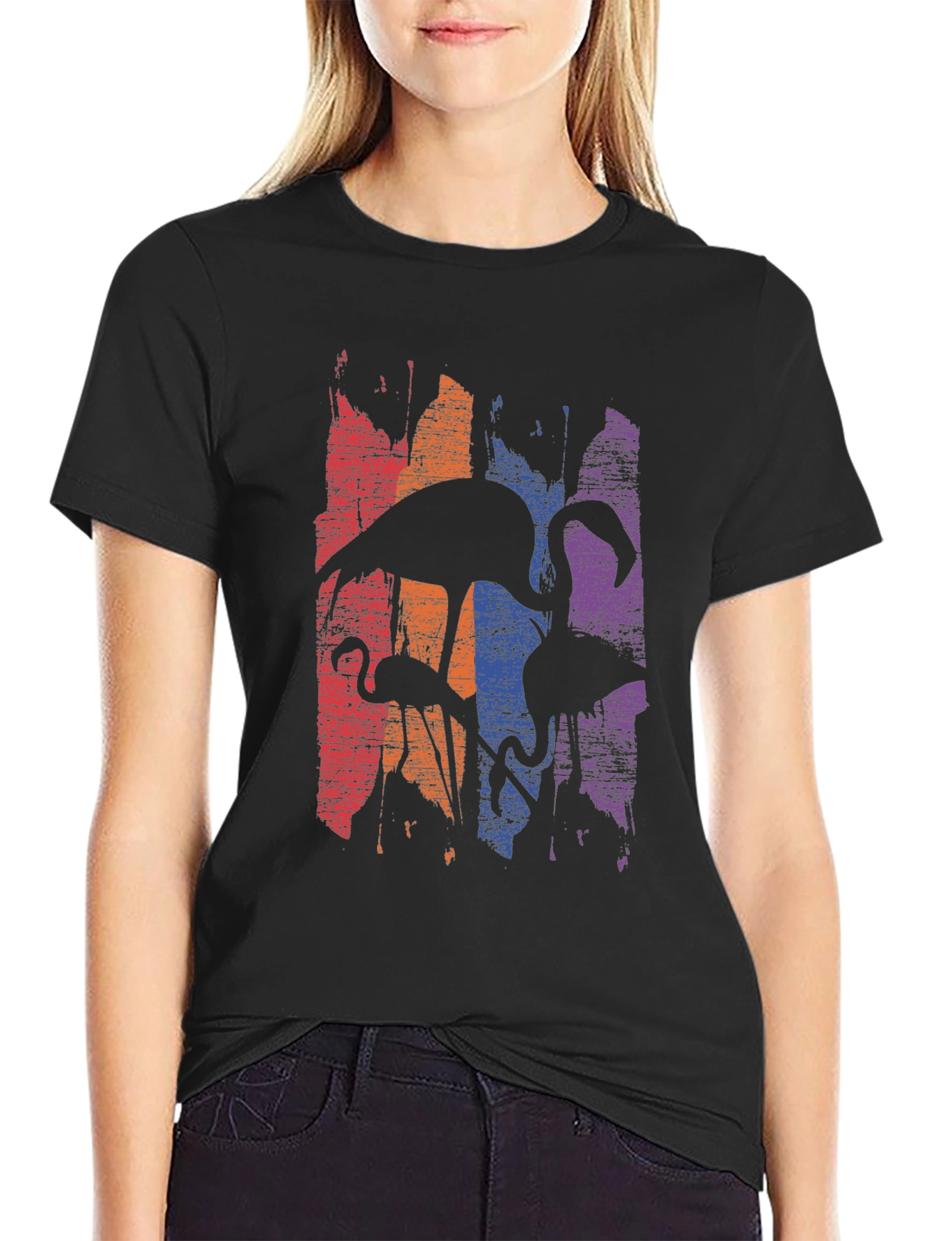 Flamingo Silhouette Graphic Print Mens T-Shirt