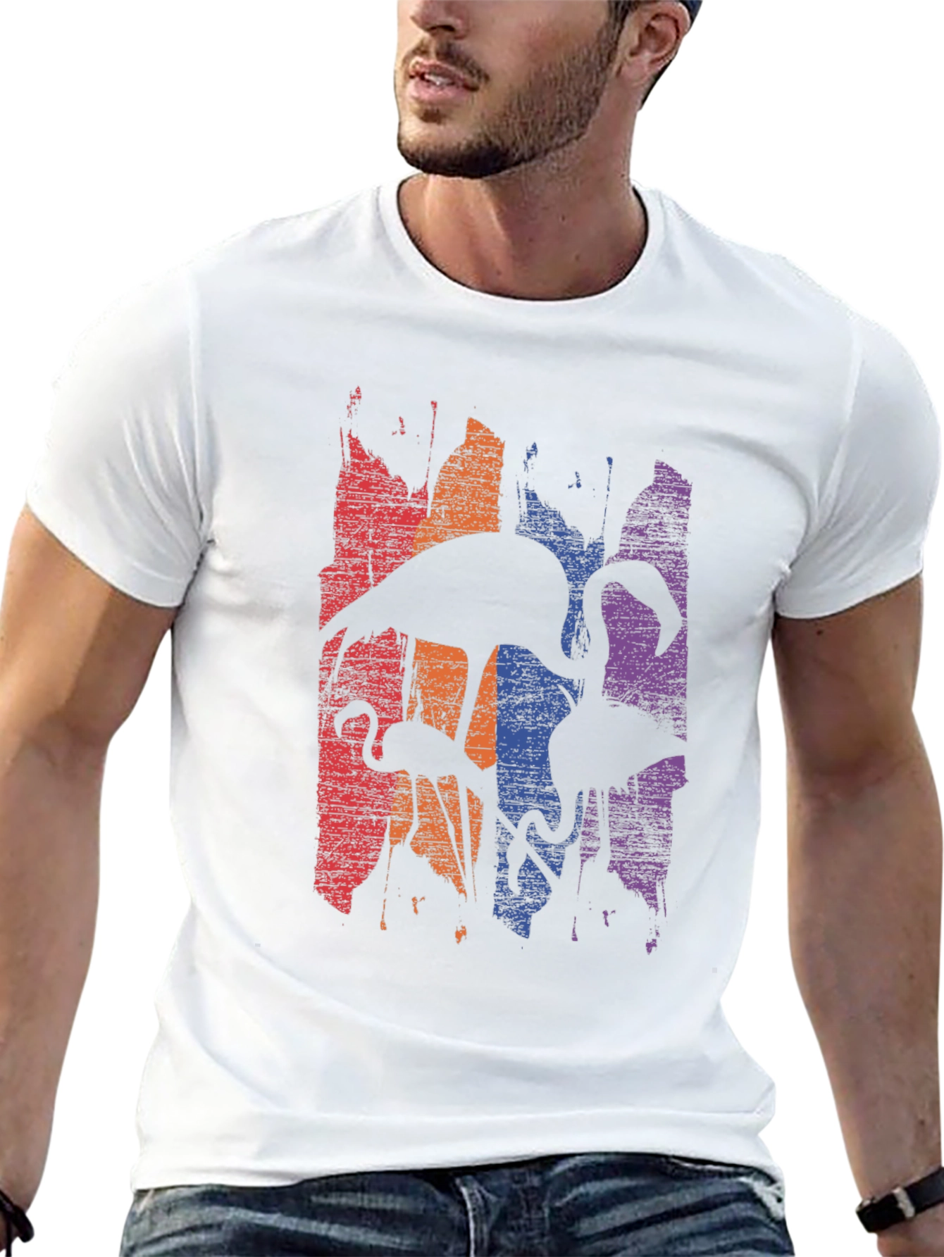 Flamingo Silhouette Graphic Print Mens T-Shirt