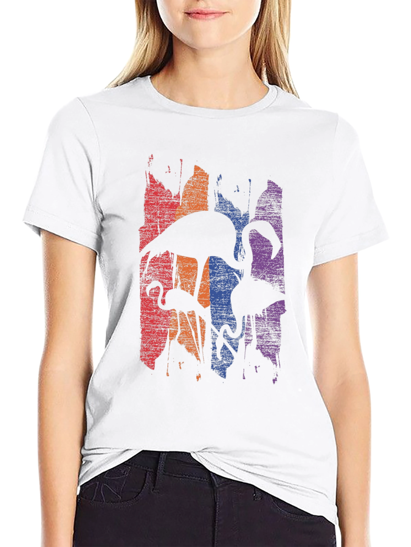 Flamingo Silhouette Graphic Print Mens T-Shirt