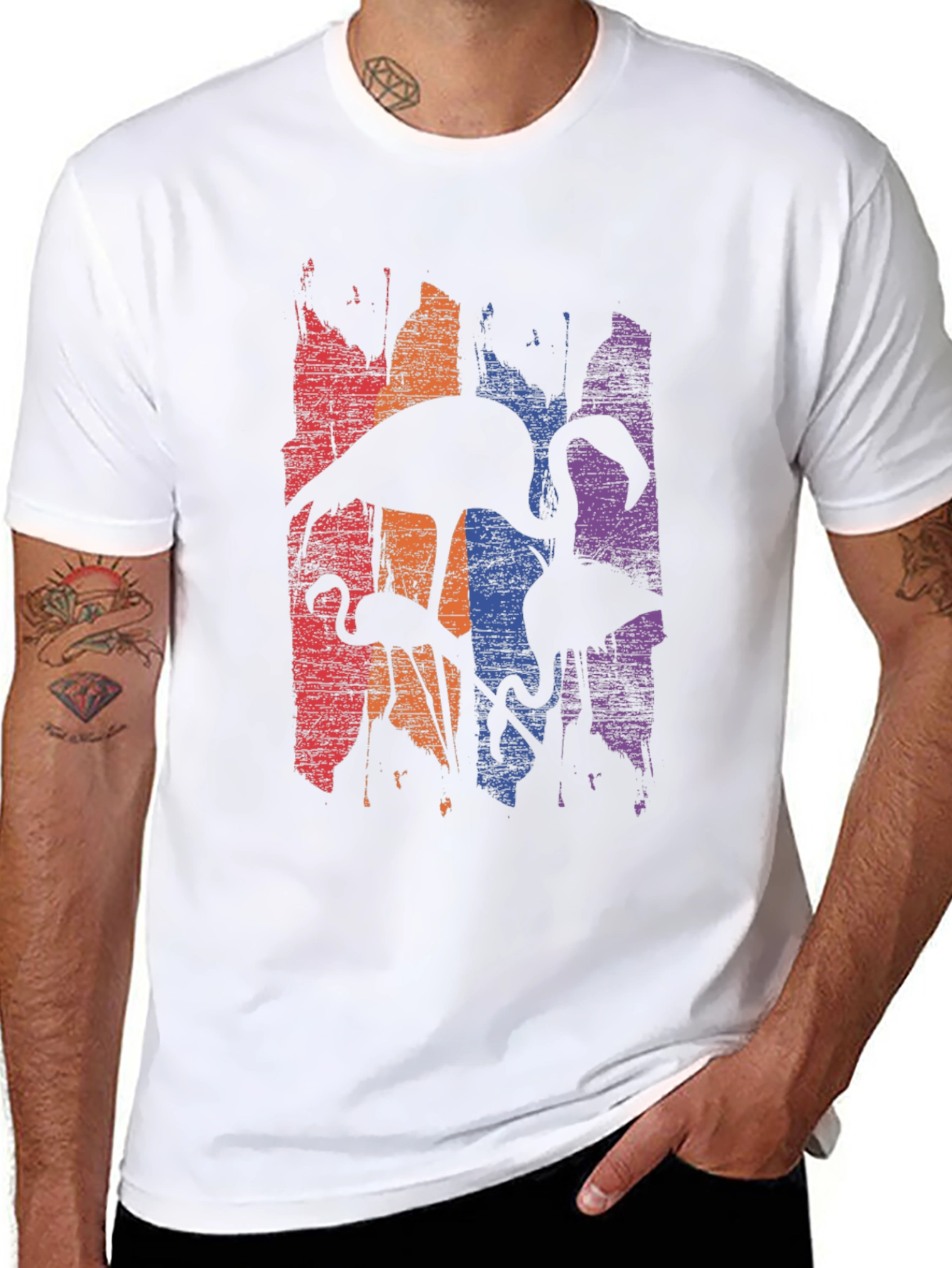 Flamingo Silhouette Graphic Print Mens T-Shirt