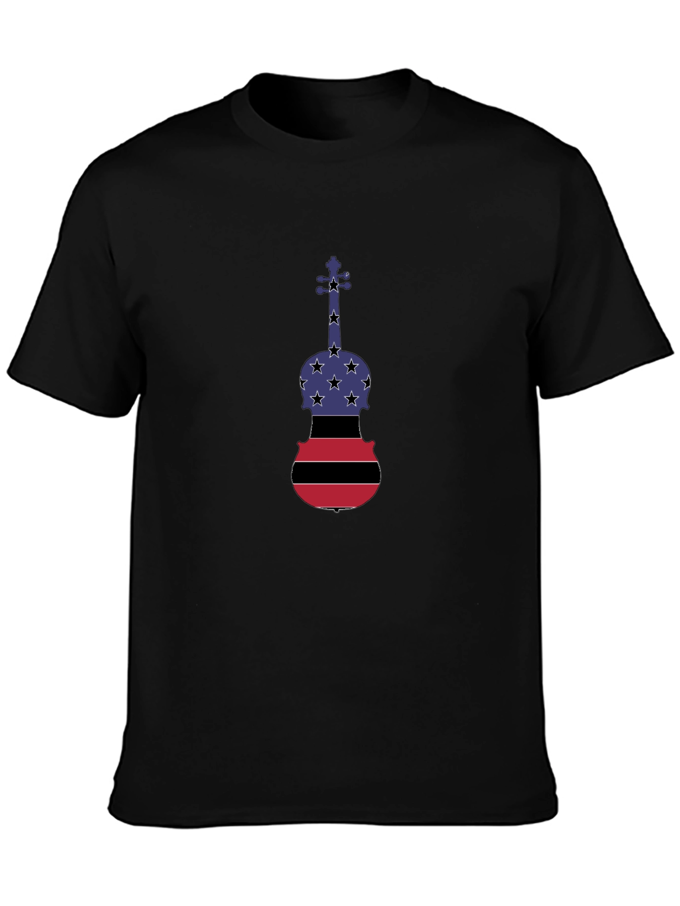 Patriotic Violin Graphic T-Shirt - Black