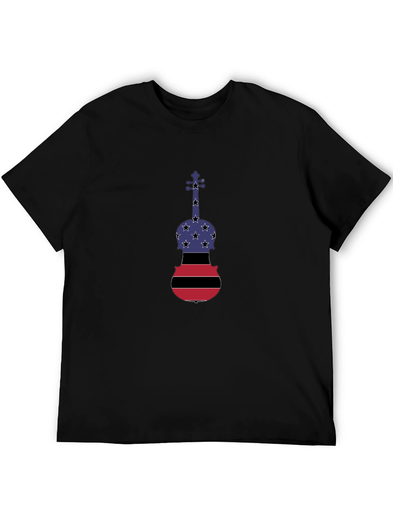 Patriotic Violin Graphic T-Shirt - Black