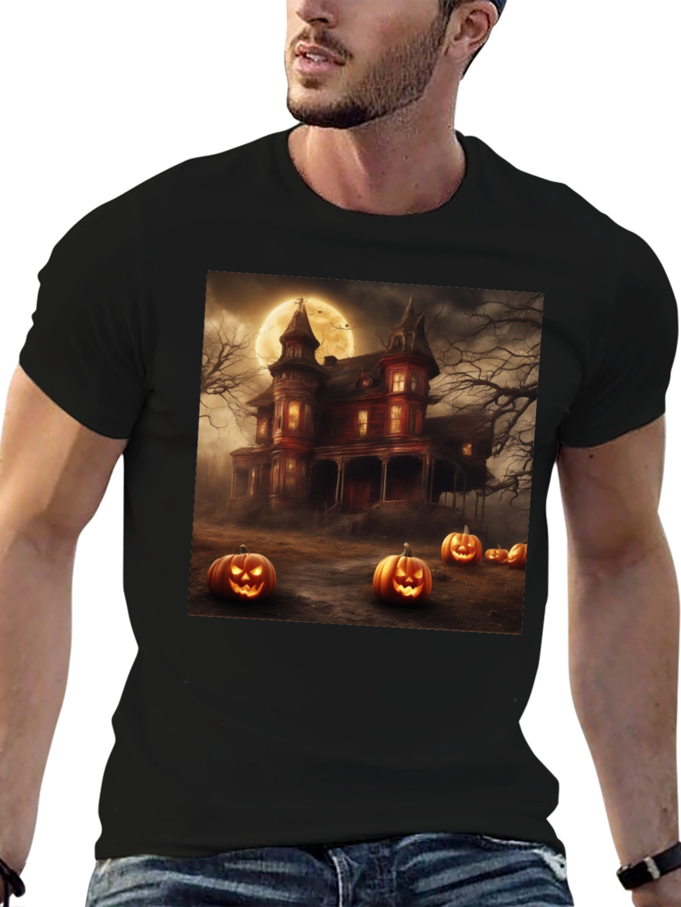 Halloween Haunted House Graphic Tee
