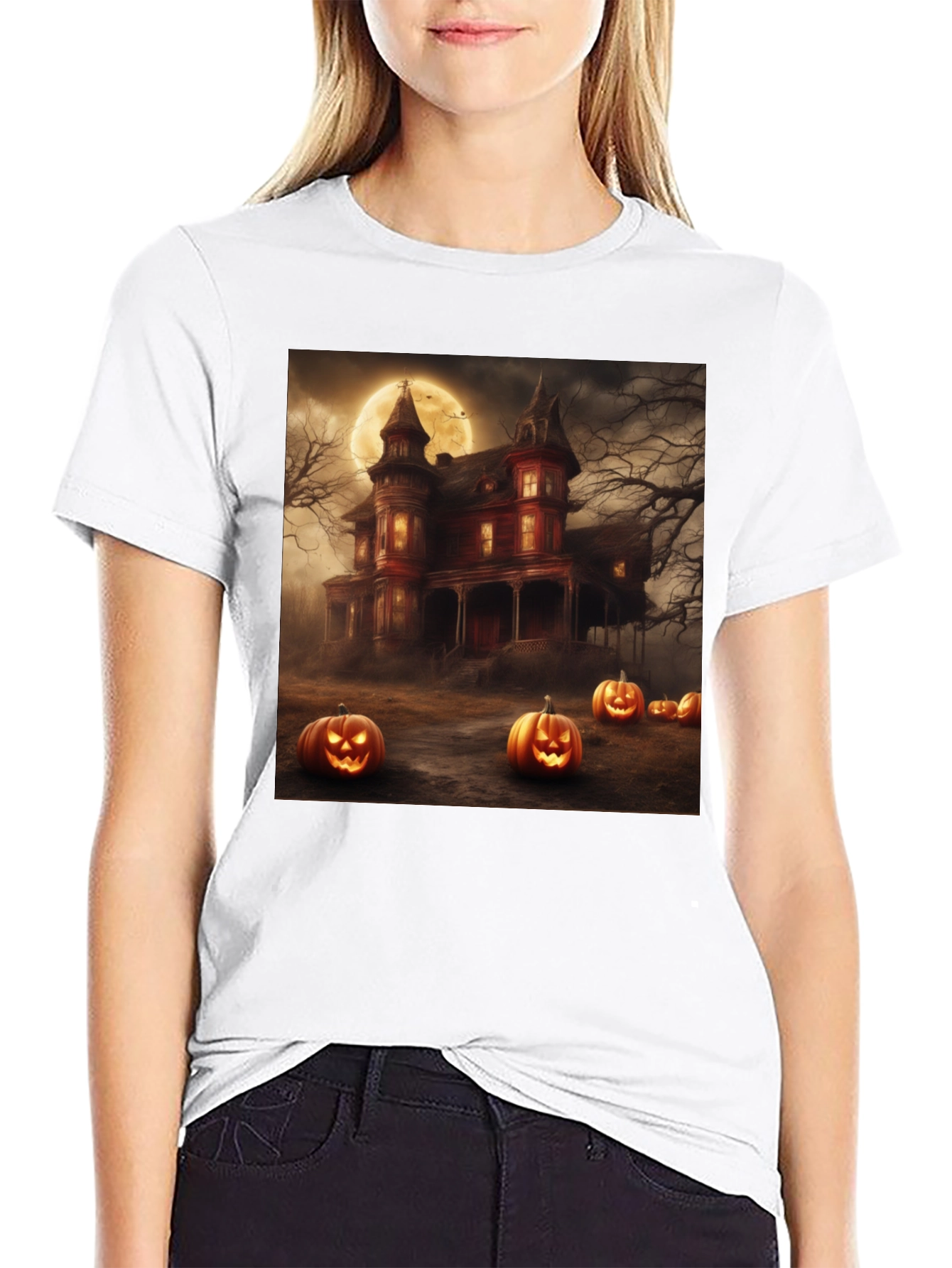 Halloween Haunted House Graphic Tee