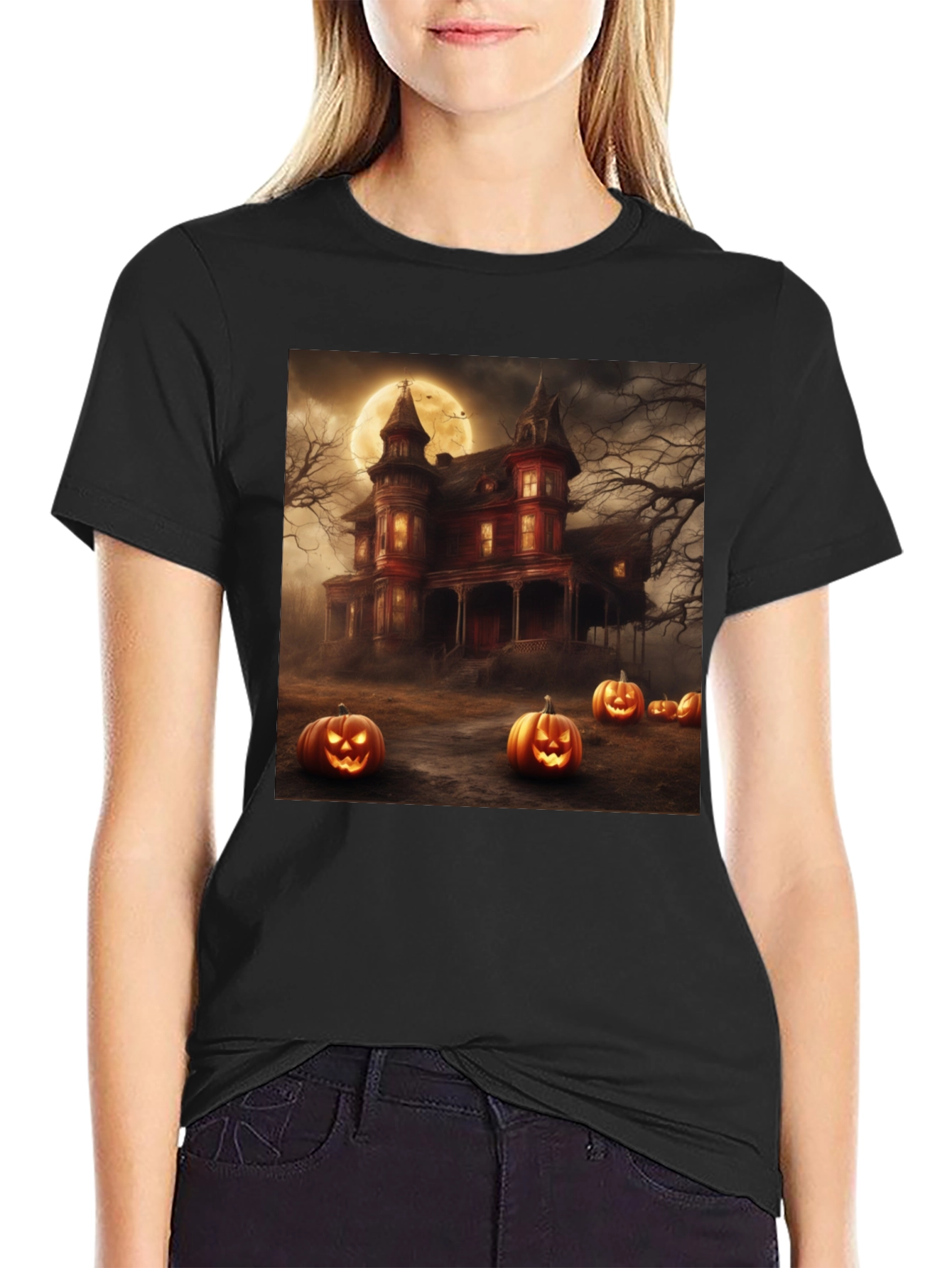 Halloween Haunted House Graphic Tee