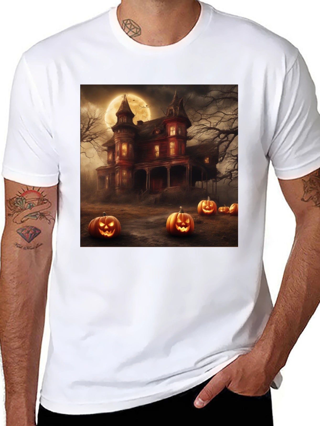 Halloween Haunted House Graphic Tee