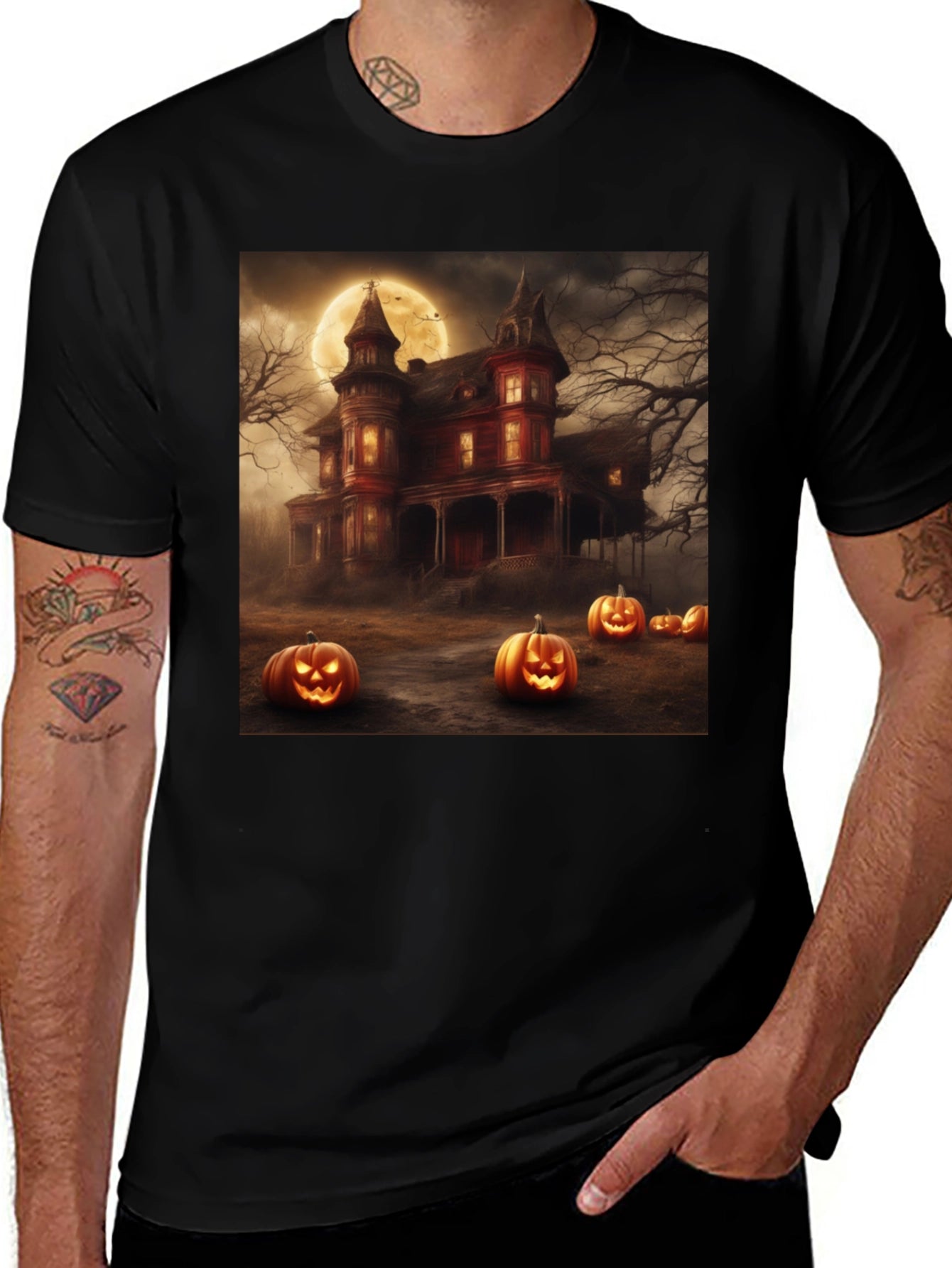 Halloween Haunted House Graphic Tee