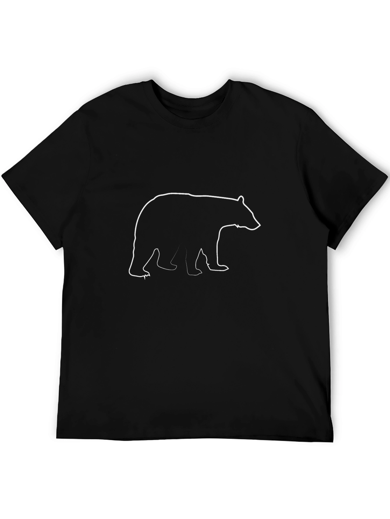Bear Outline Graphic Black T-Shirt