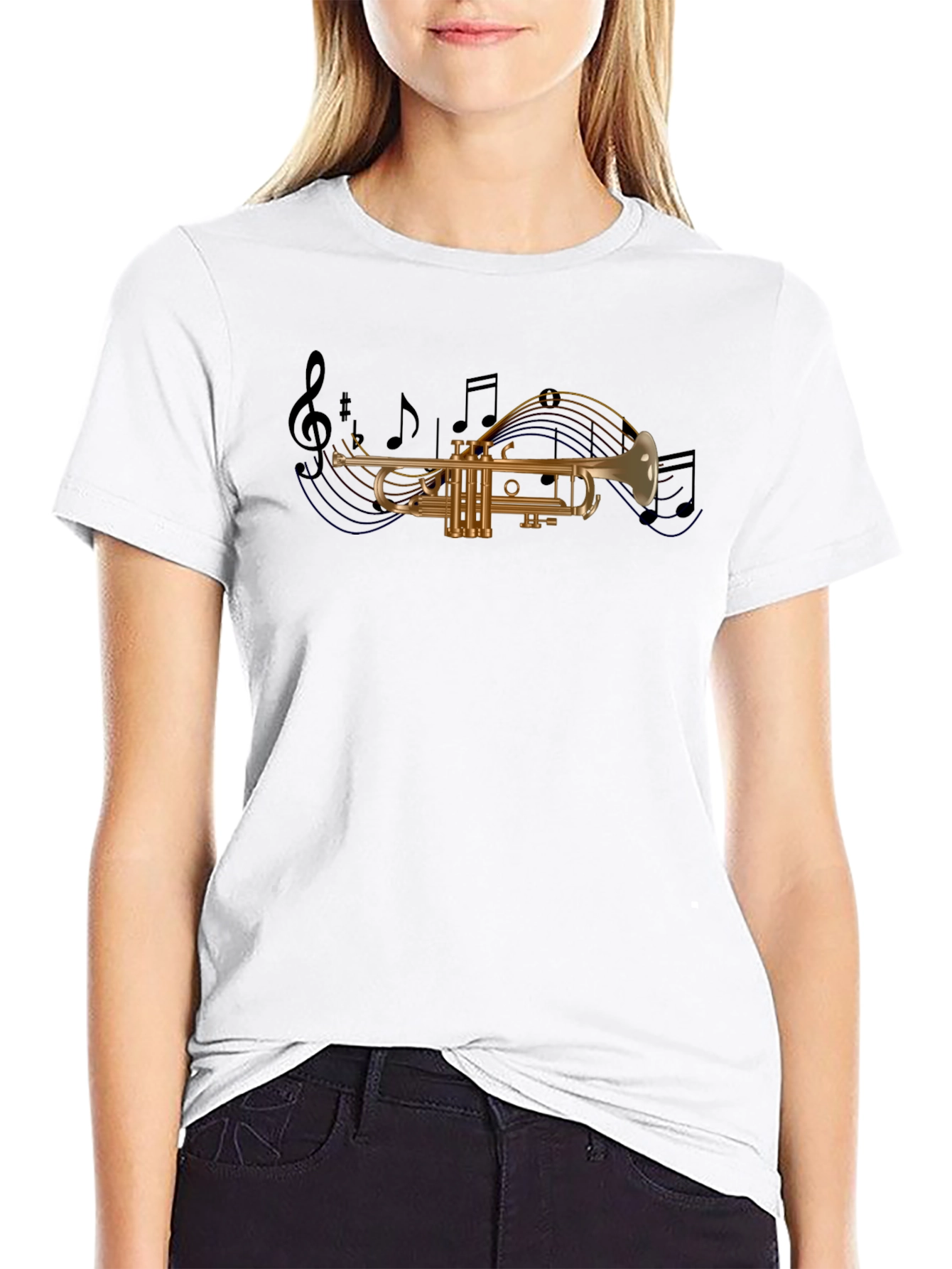 Musical Trumpet Graphic T-Shirt - Black