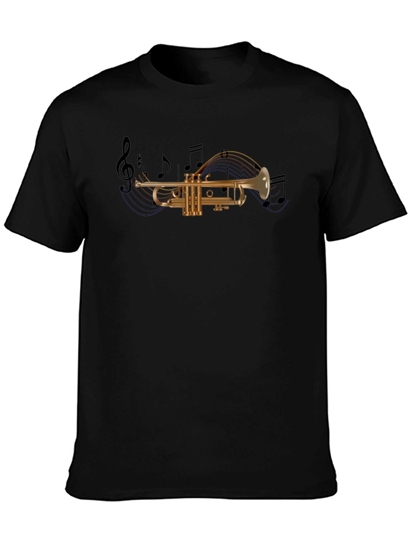 Musical Trumpet Graphic T-Shirt - Black