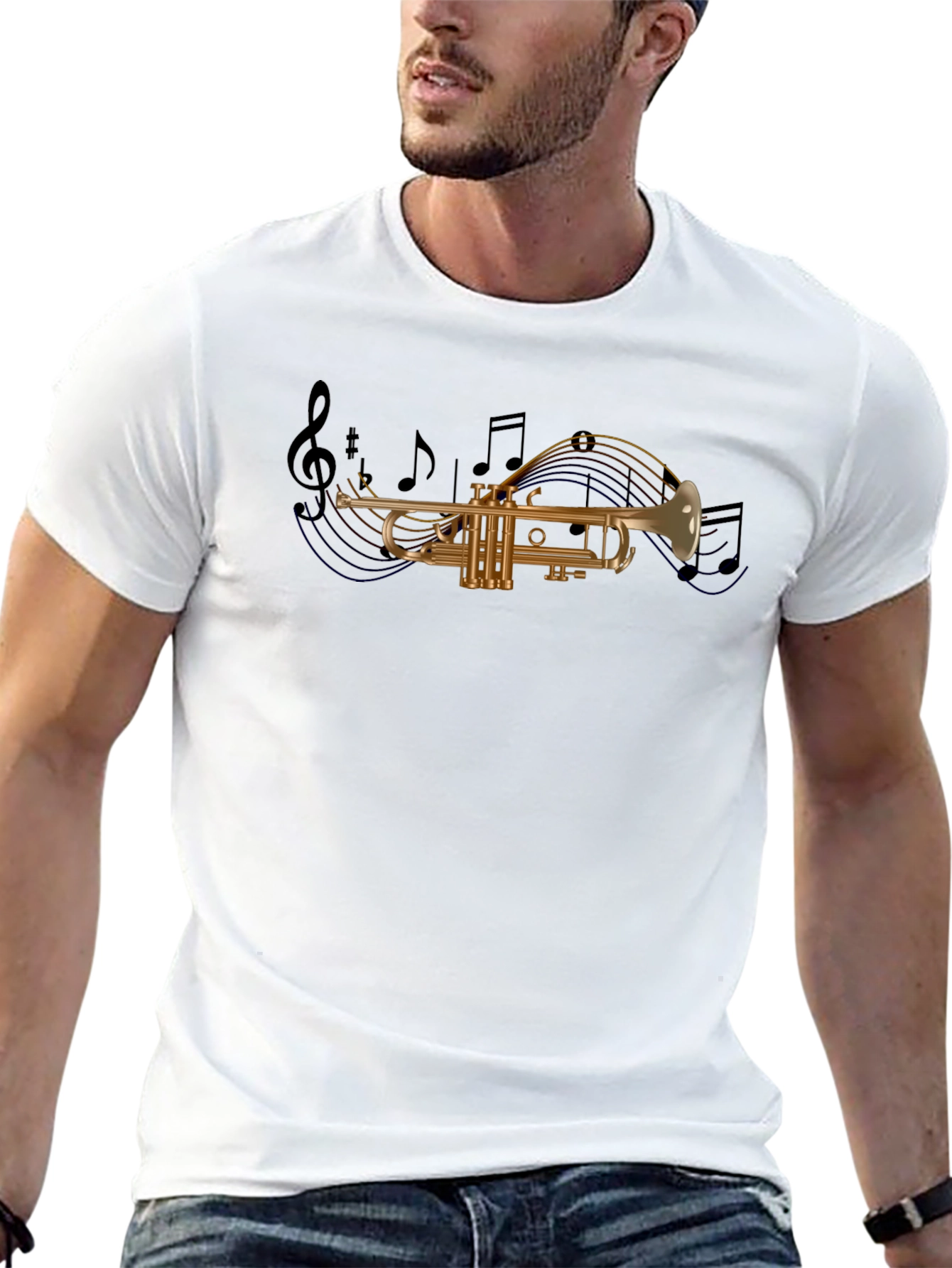 Musical Trumpet Graphic T-Shirt - Black