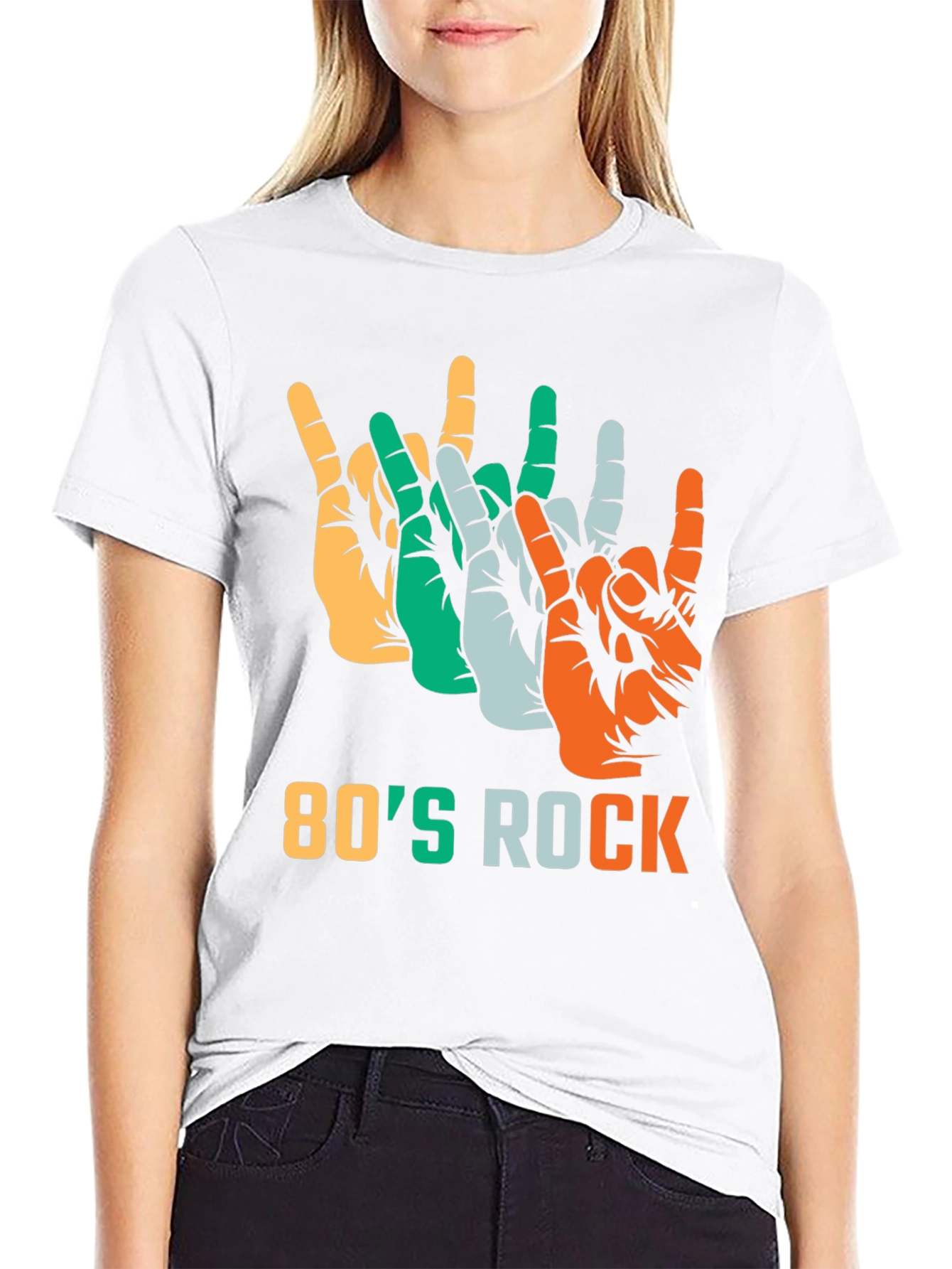 80s Rock T-Shirt Devil Horns Hand Gesture Tee