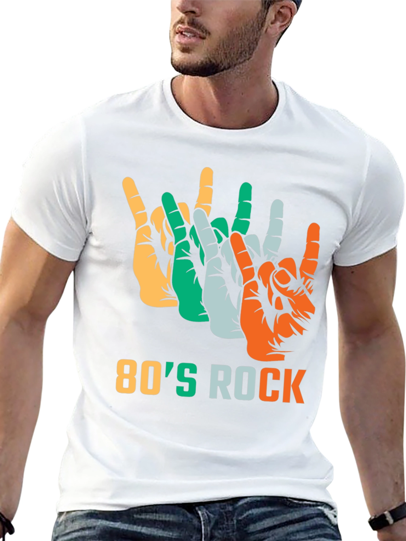 80s Rock T-Shirt Devil Horns Hand Gesture Tee