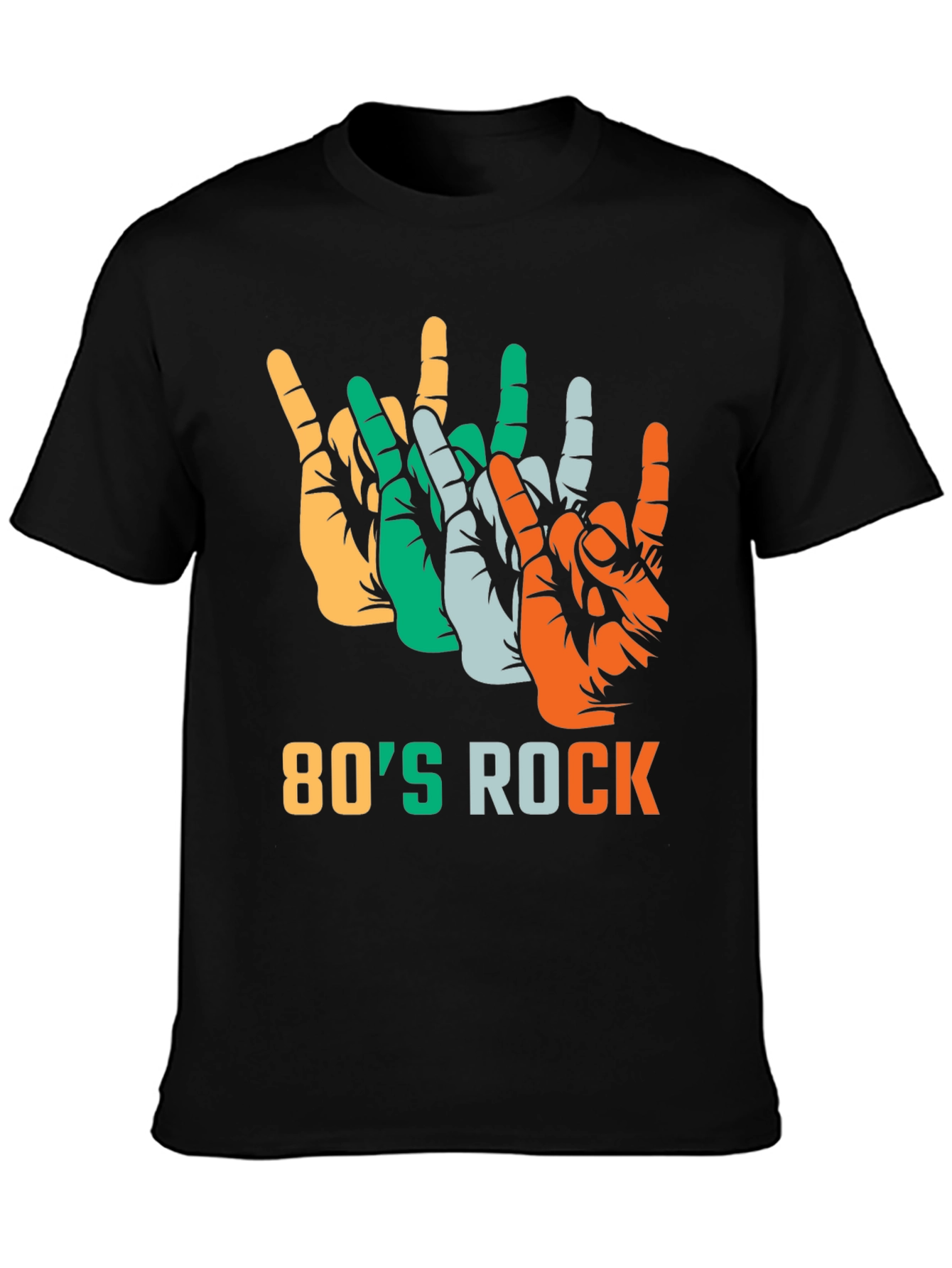80s Rock T-Shirt Devil Horns Hand Gesture Tee