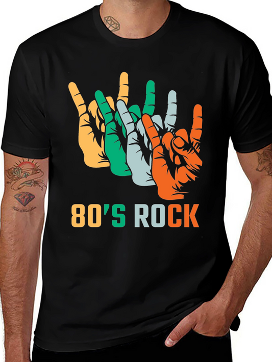 80s Rock T-Shirt Devil Horns Hand Gesture Tee