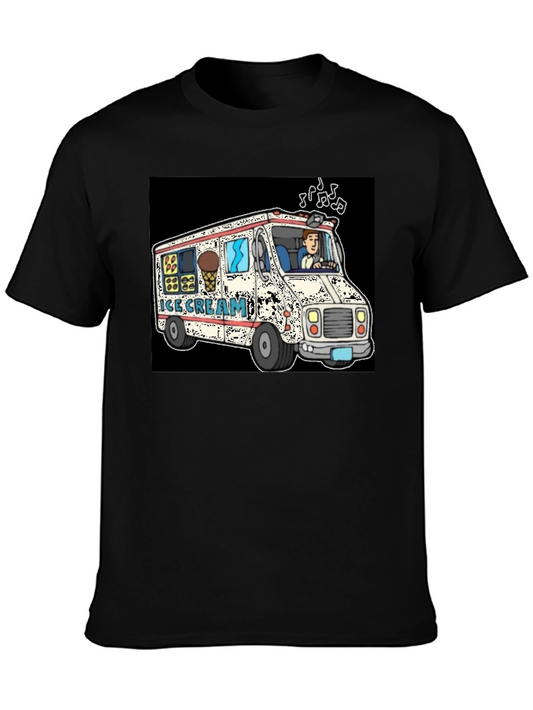 Ice Cream Truck Graphic T-Shirt - Novelty Cartoon Tee