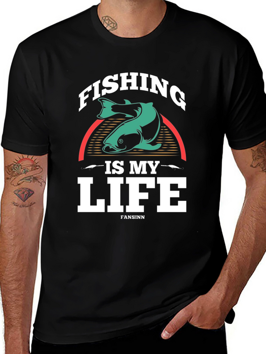 Fishing is My Life Graphic Tee - Black