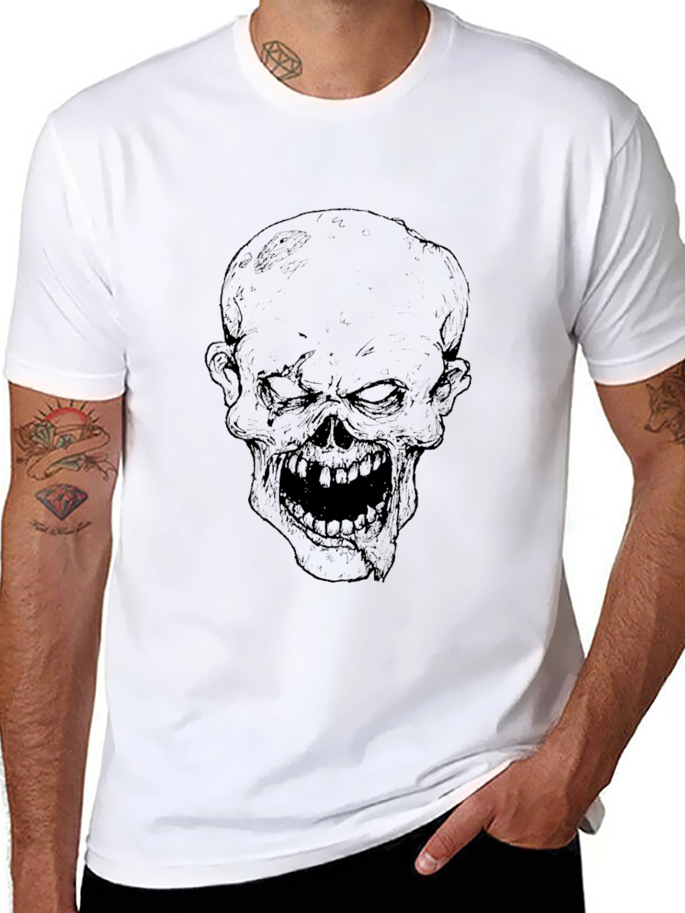 Mens Black Skull Graphic Tee - Edgy Style