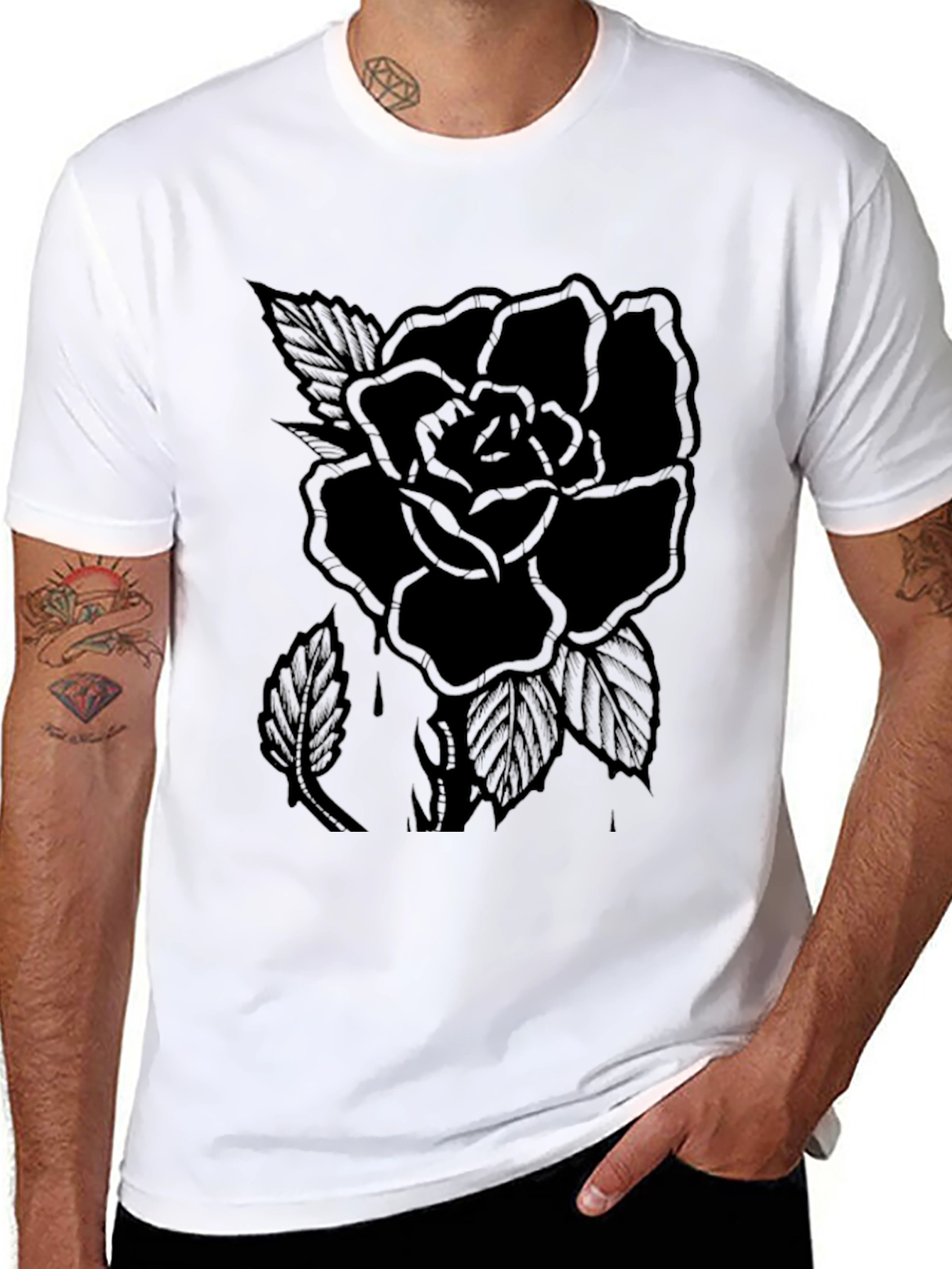 Black Rose Graphic Tee - Mens Classic Fit