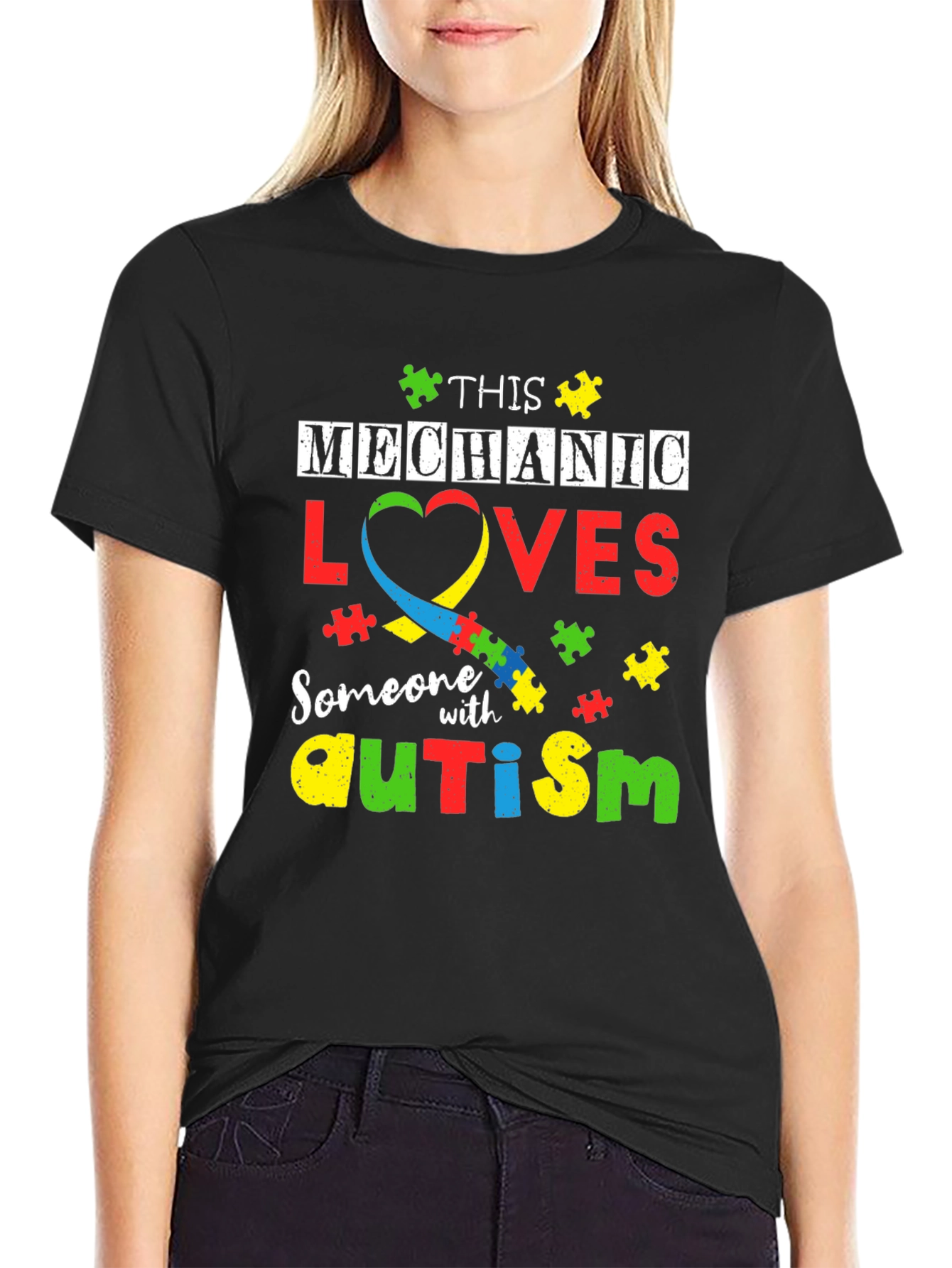 Mechanic Autism Awareness T-Shirt - Love & Support