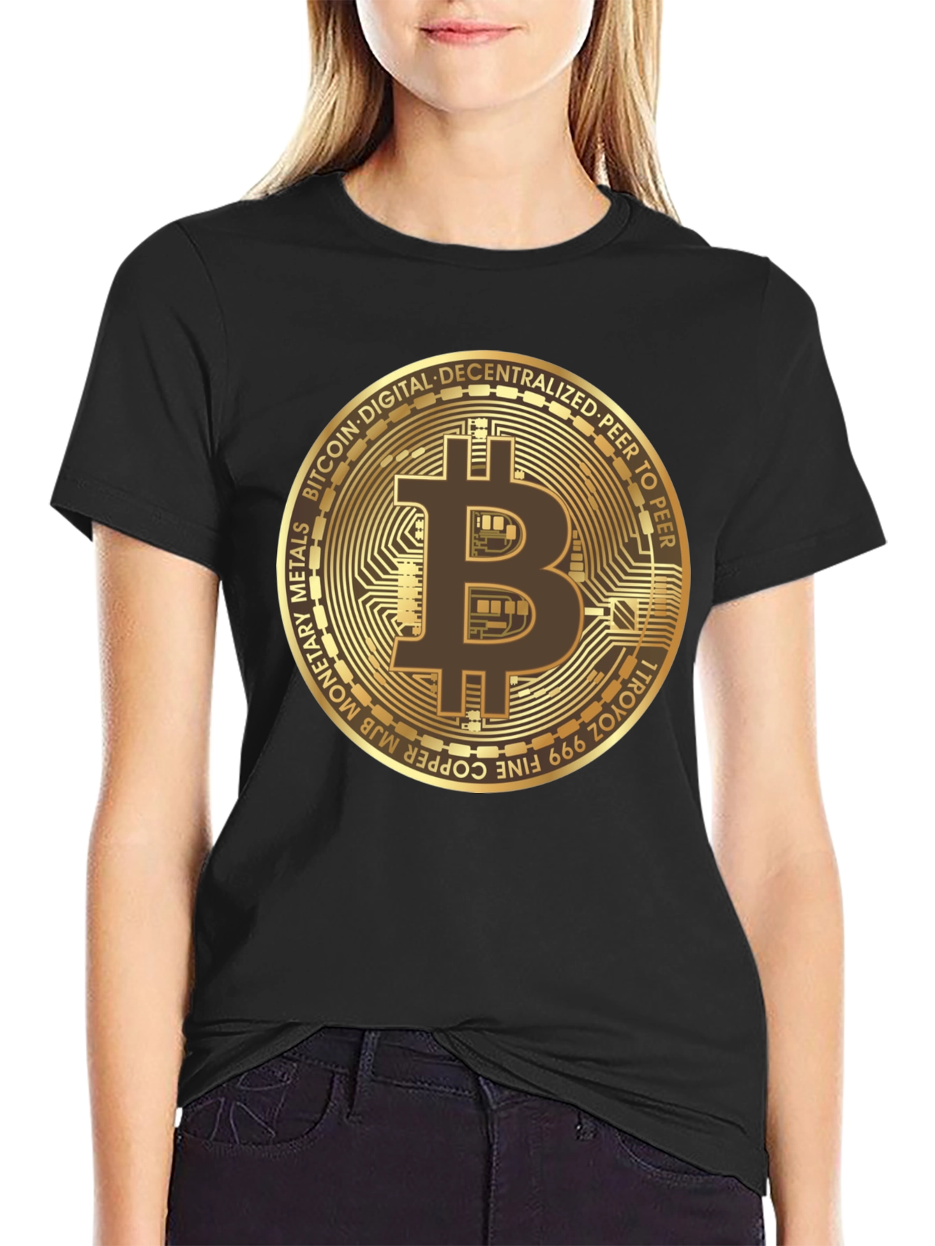 Bitcoin Gold Coin Black T-Shirt Cryptocurrency HODL