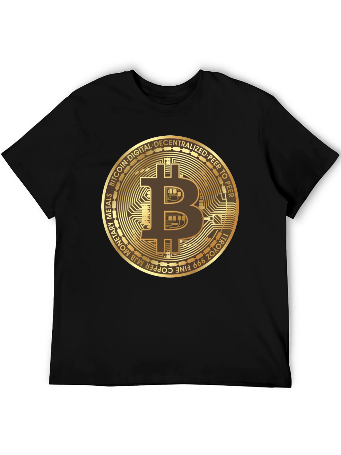 Bitcoin Gold Coin Black T-Shirt Cryptocurrency HODL