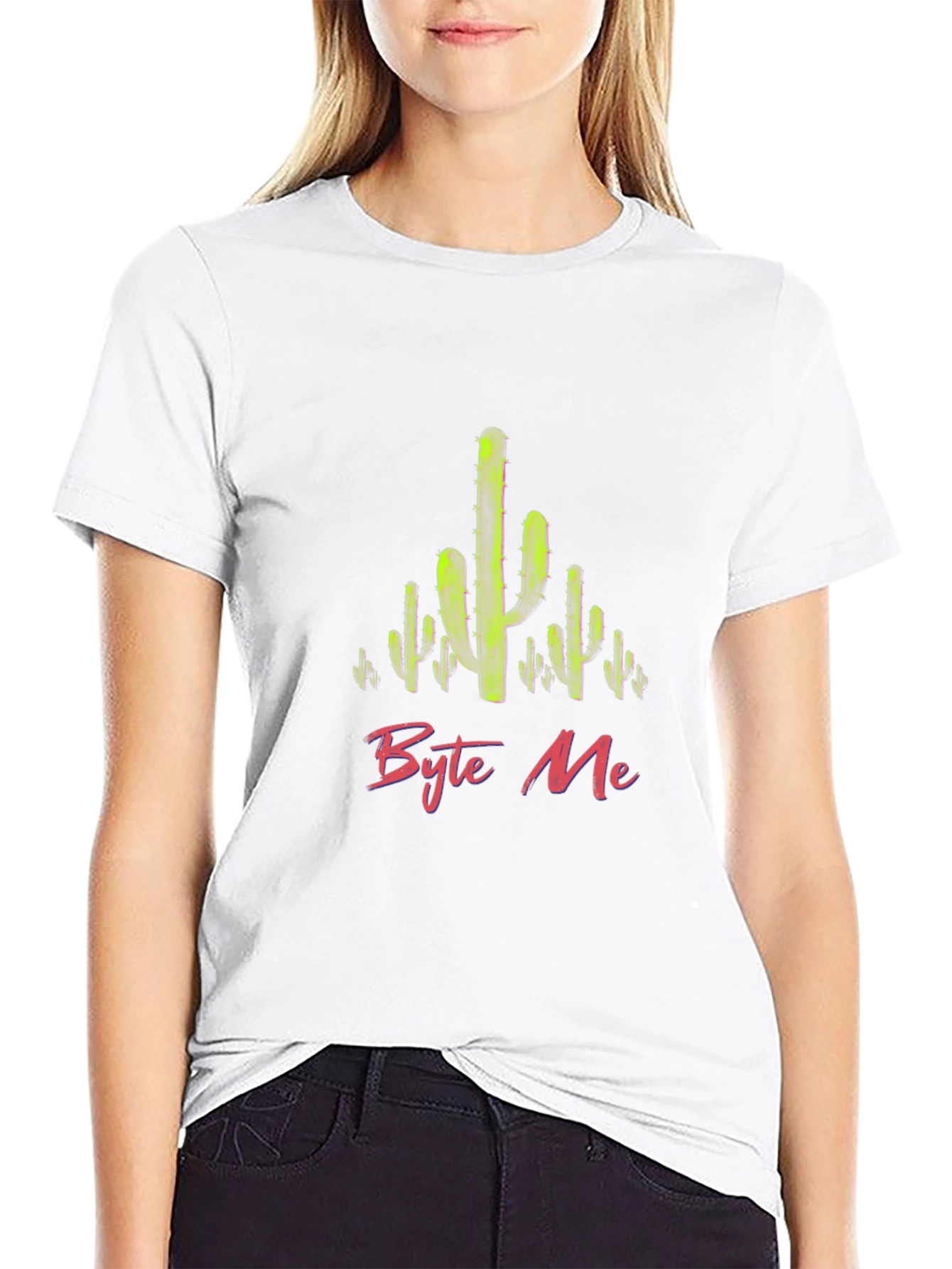 Byte Me Cactus Graphic T-Shirt