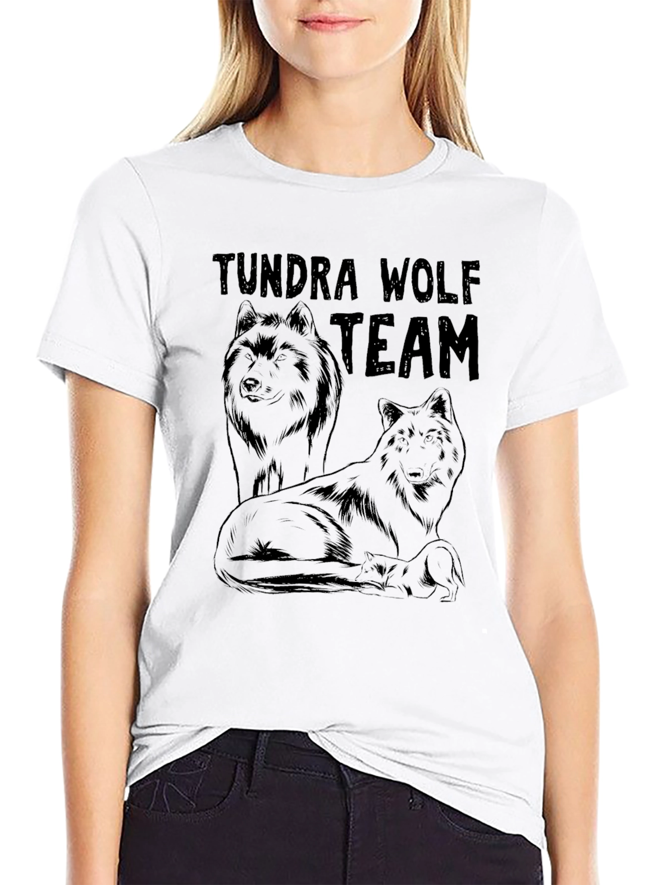 Tundra Wolf Team Graphic Tee - Black Cotton Blend