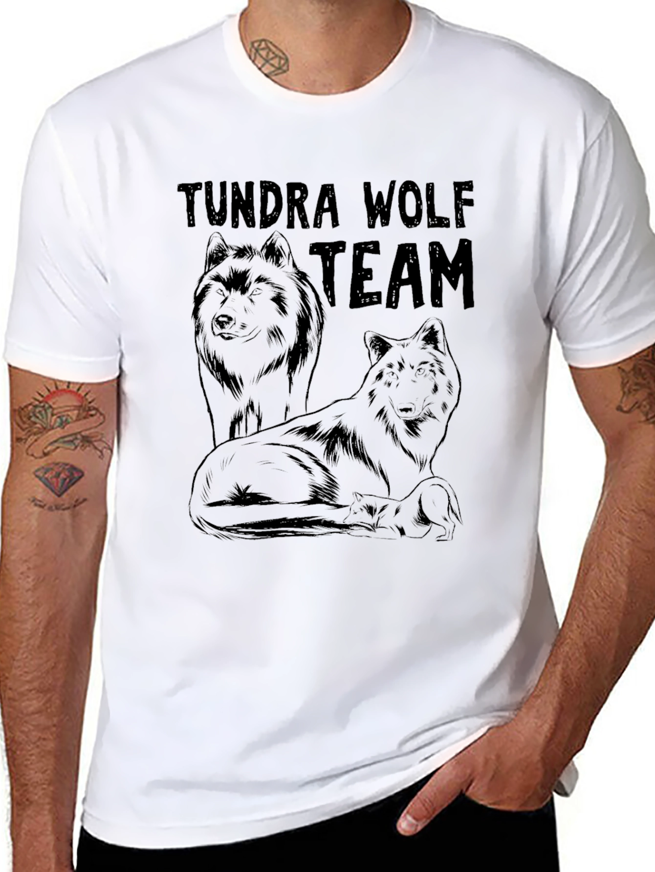 Tundra Wolf Team Graphic Tee - Black Cotton Blend