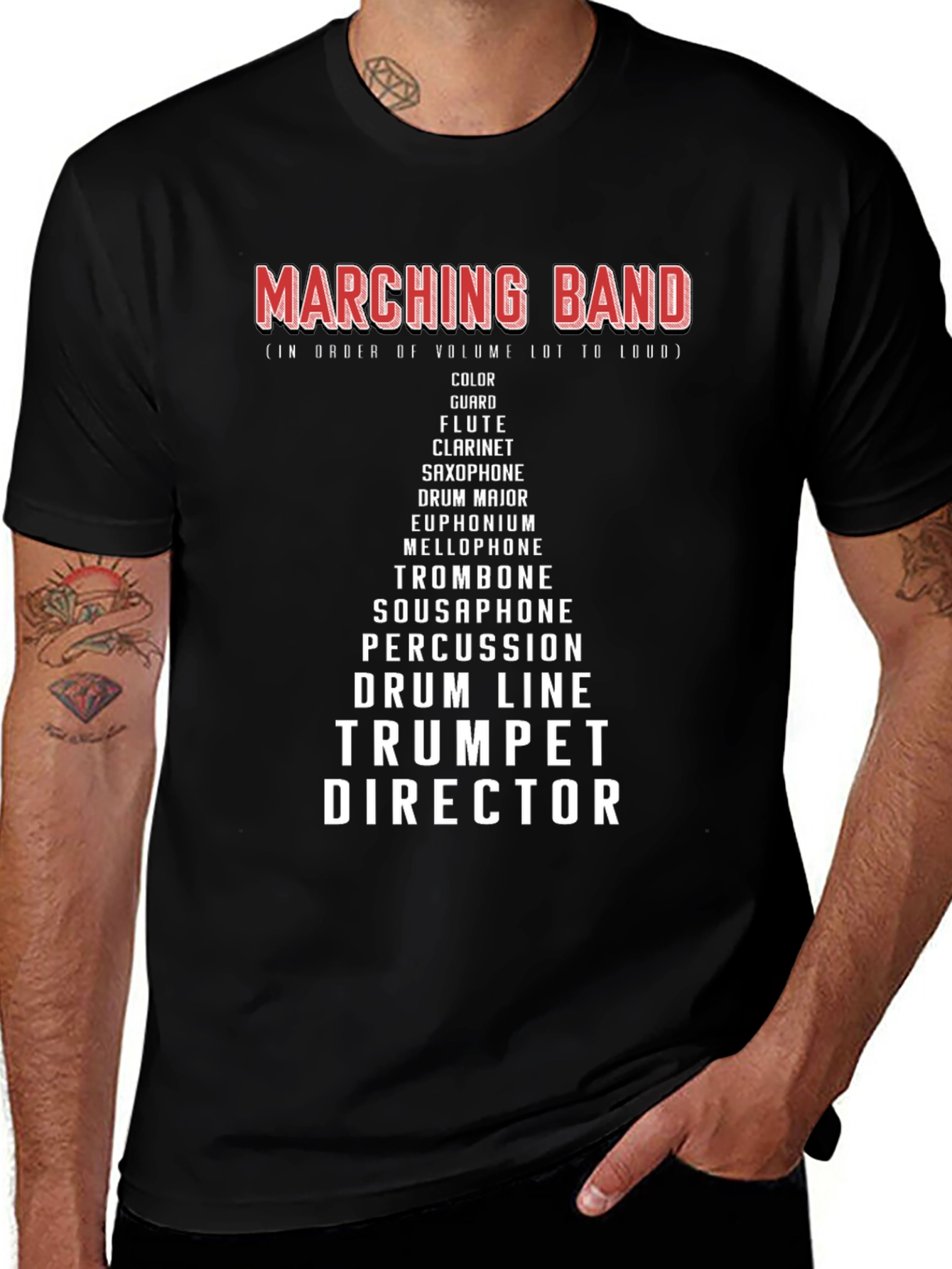 Marching Band Instrument Hierarchy T-Shirt