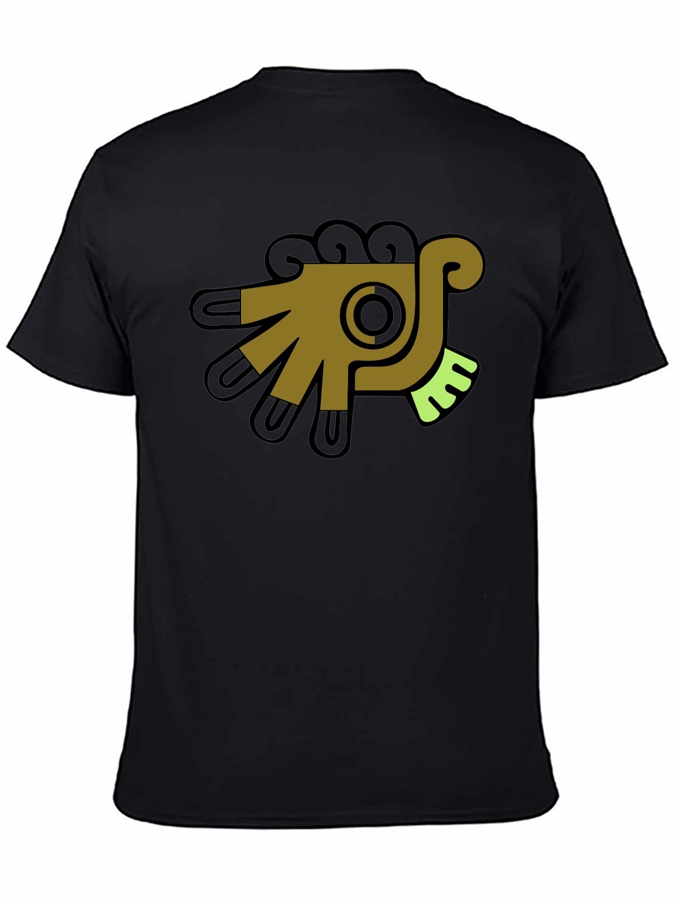 Aztec Bird Graphic Tee - Black Cotton T-Shirt