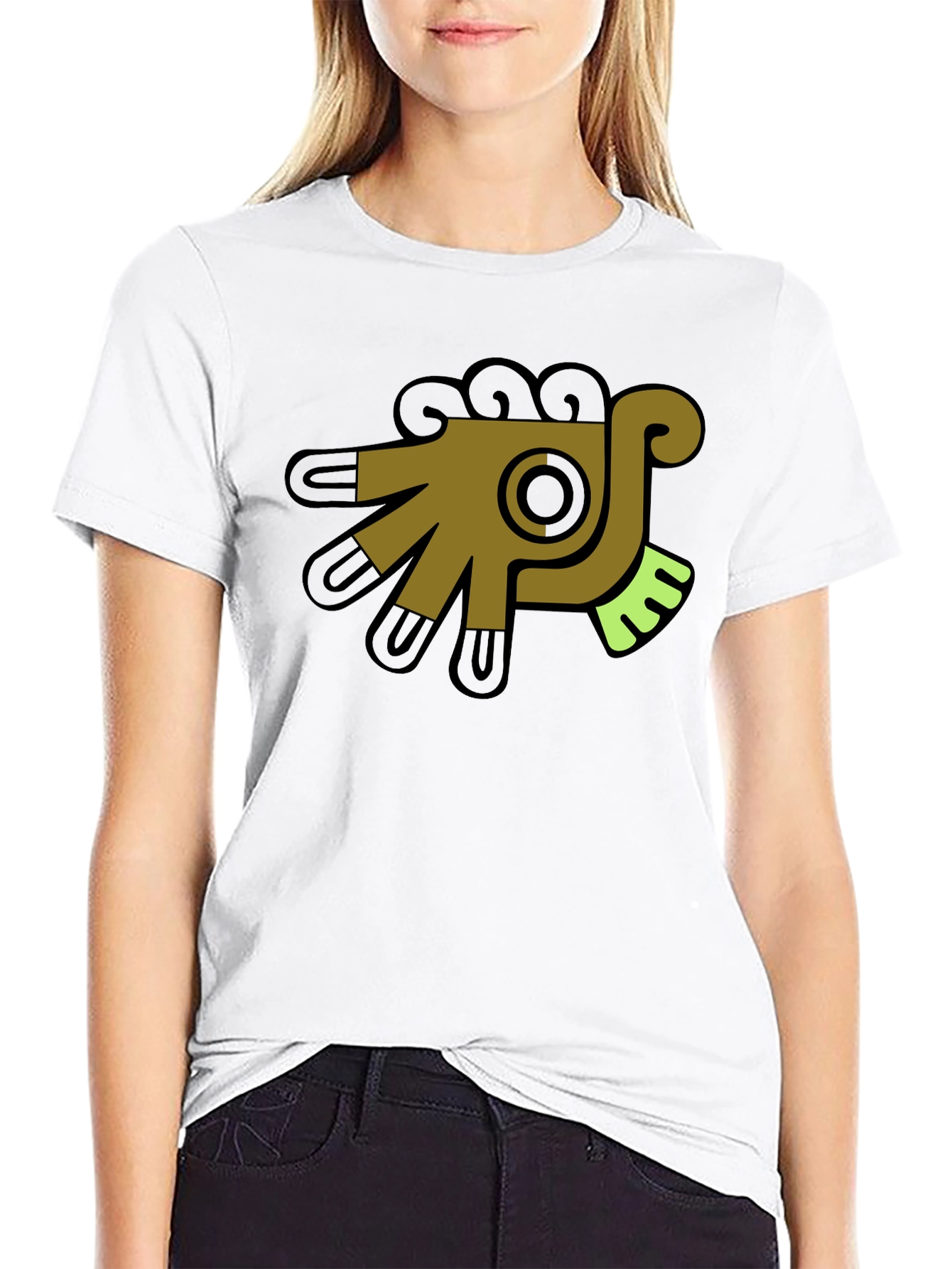 Aztec Bird Graphic Tee - Black Cotton T-Shirt