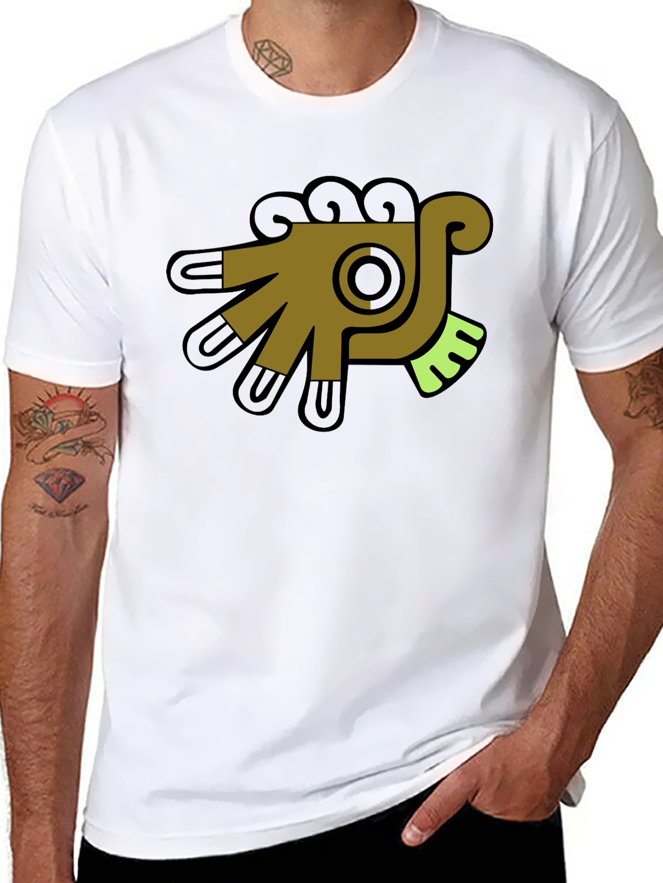 Aztec Bird Graphic Tee - Black Cotton T-Shirt
