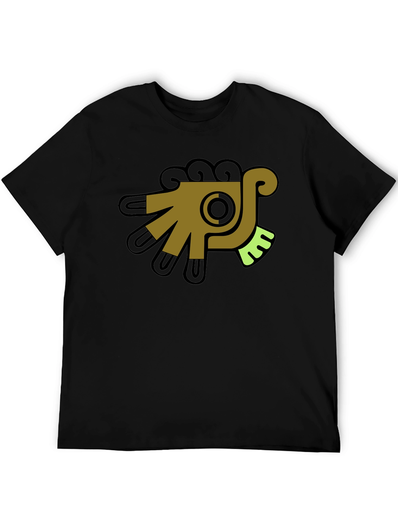 Aztec Bird Graphic Tee - Black Cotton T-Shirt