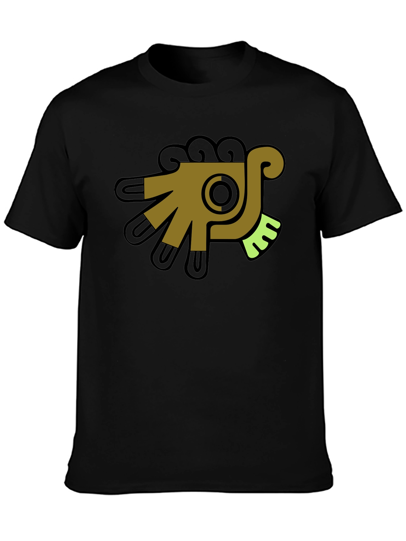 Aztec Bird Graphic Tee - Black Cotton T-Shirt