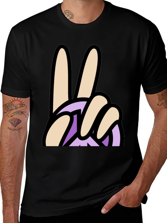 Peace Sign Graphic T-Shirt - Casual Black Tee