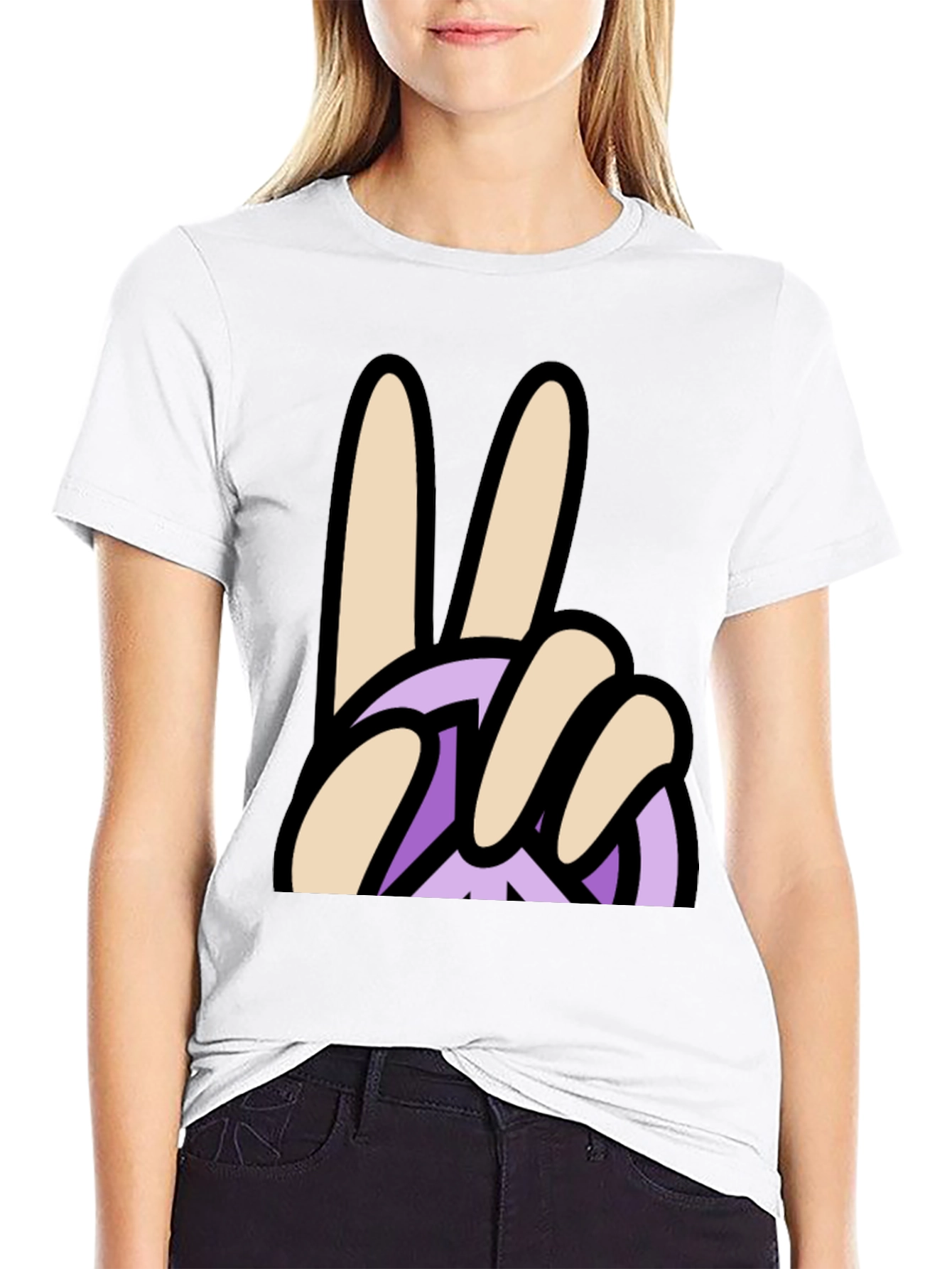Peace Sign Graphic T-Shirt - Casual Black Tee