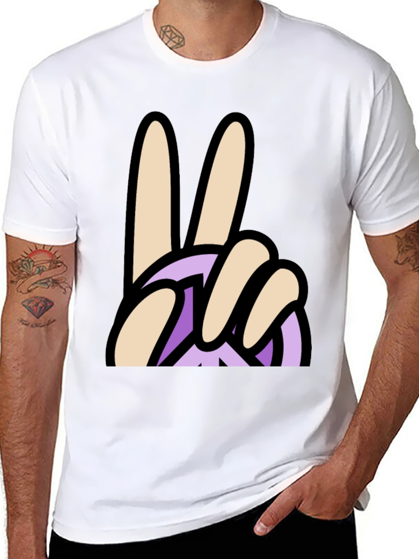 Peace Sign Graphic T-Shirt - Casual Black Tee