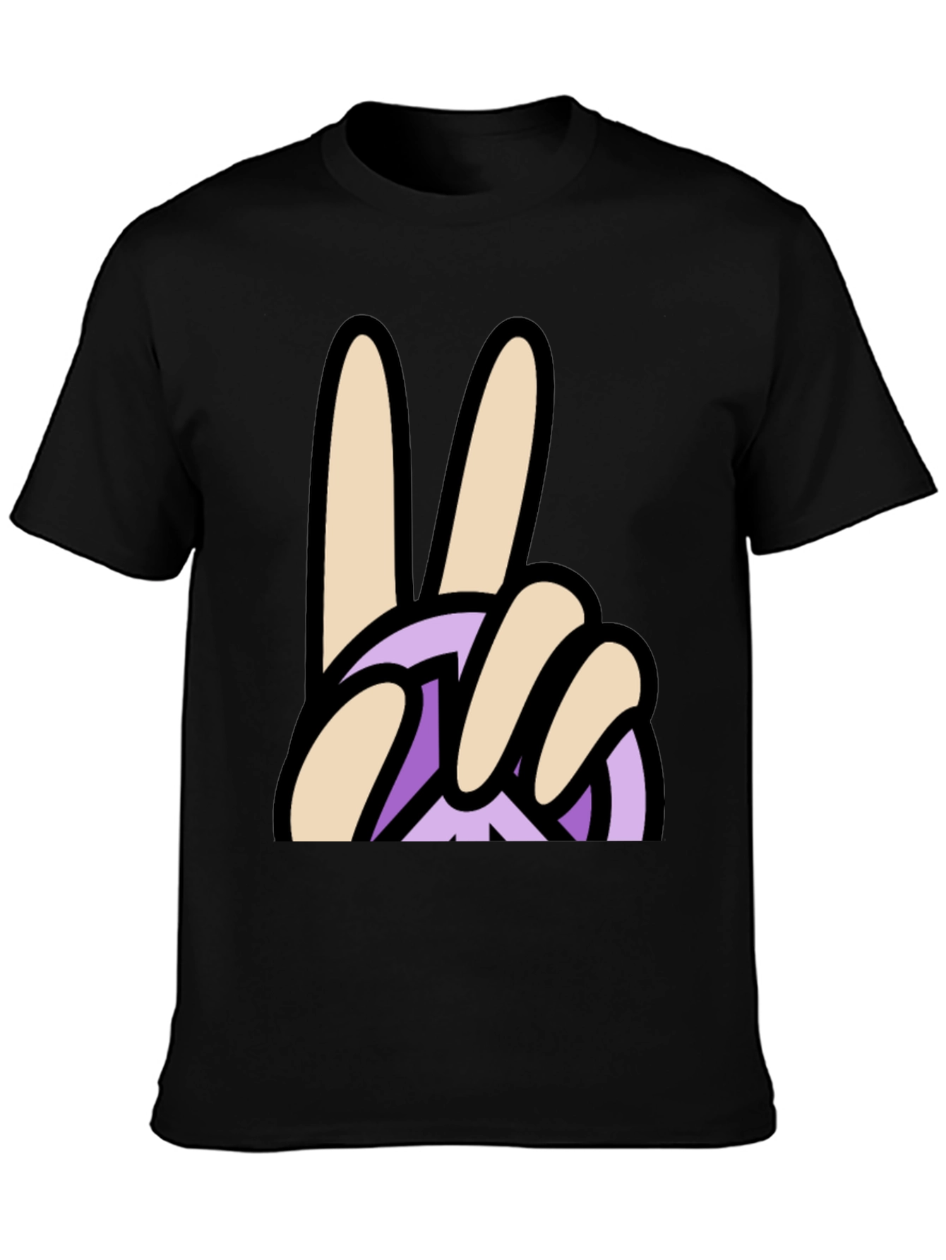 Peace Sign Graphic T-Shirt - Casual Black Tee