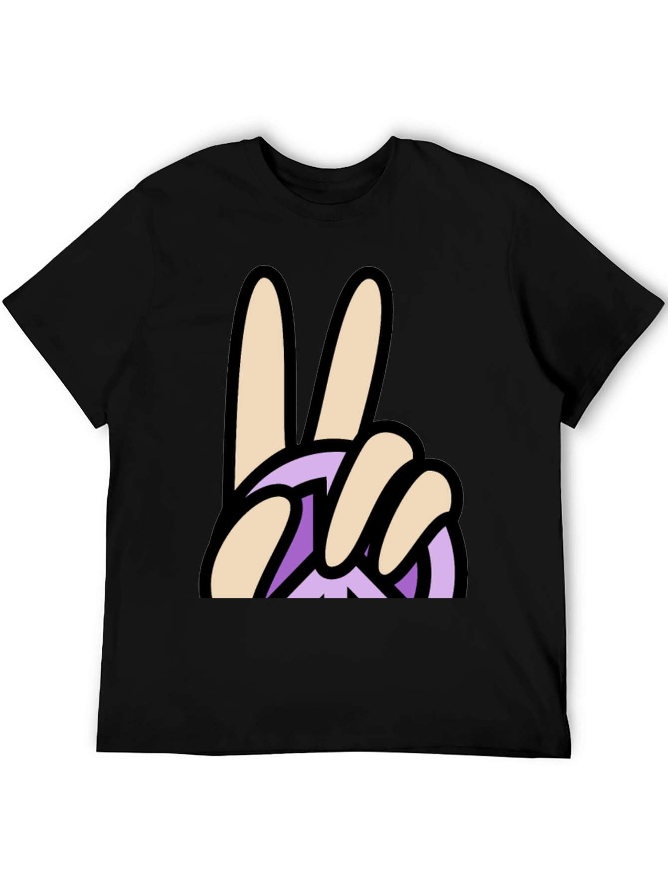 Peace Sign Graphic T-Shirt - Casual Black Tee