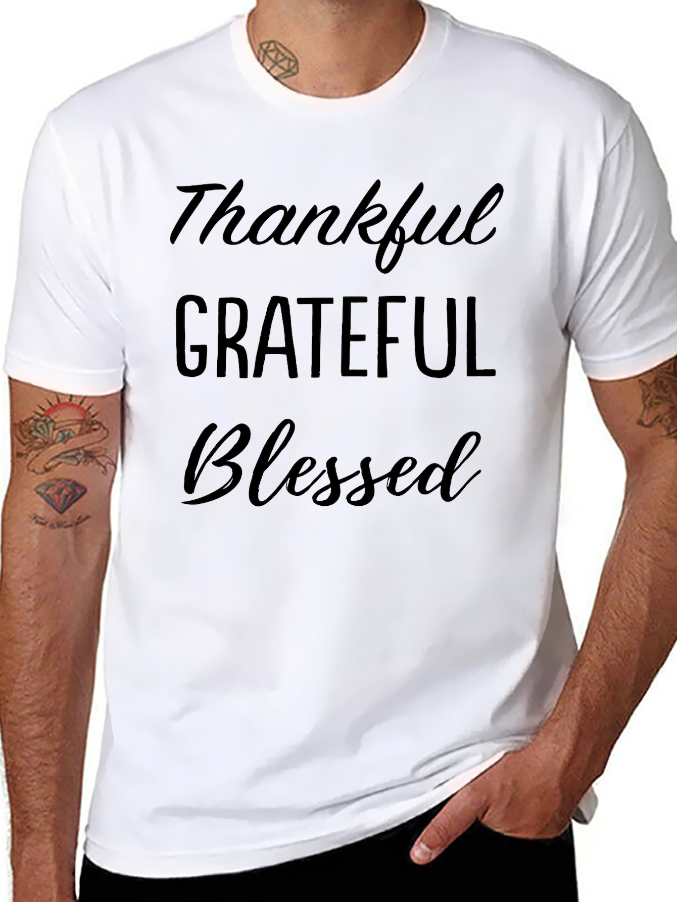 Thankful Grateful Blessed Black T-Shirt