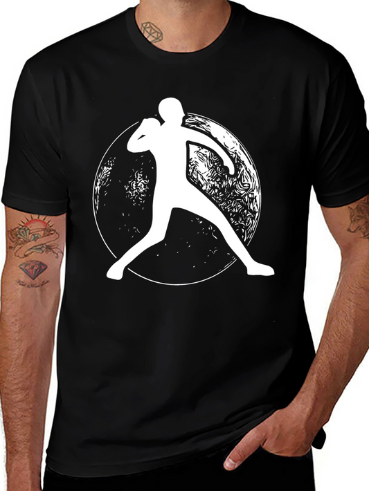 Shot Put Athlete Graphic Tee - Black Cotton Blend Shirt