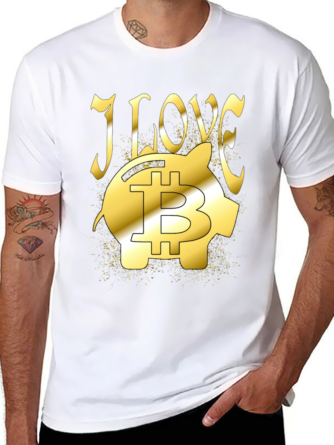 I Love Bitcoin Piggy Bank Black T-Shirt