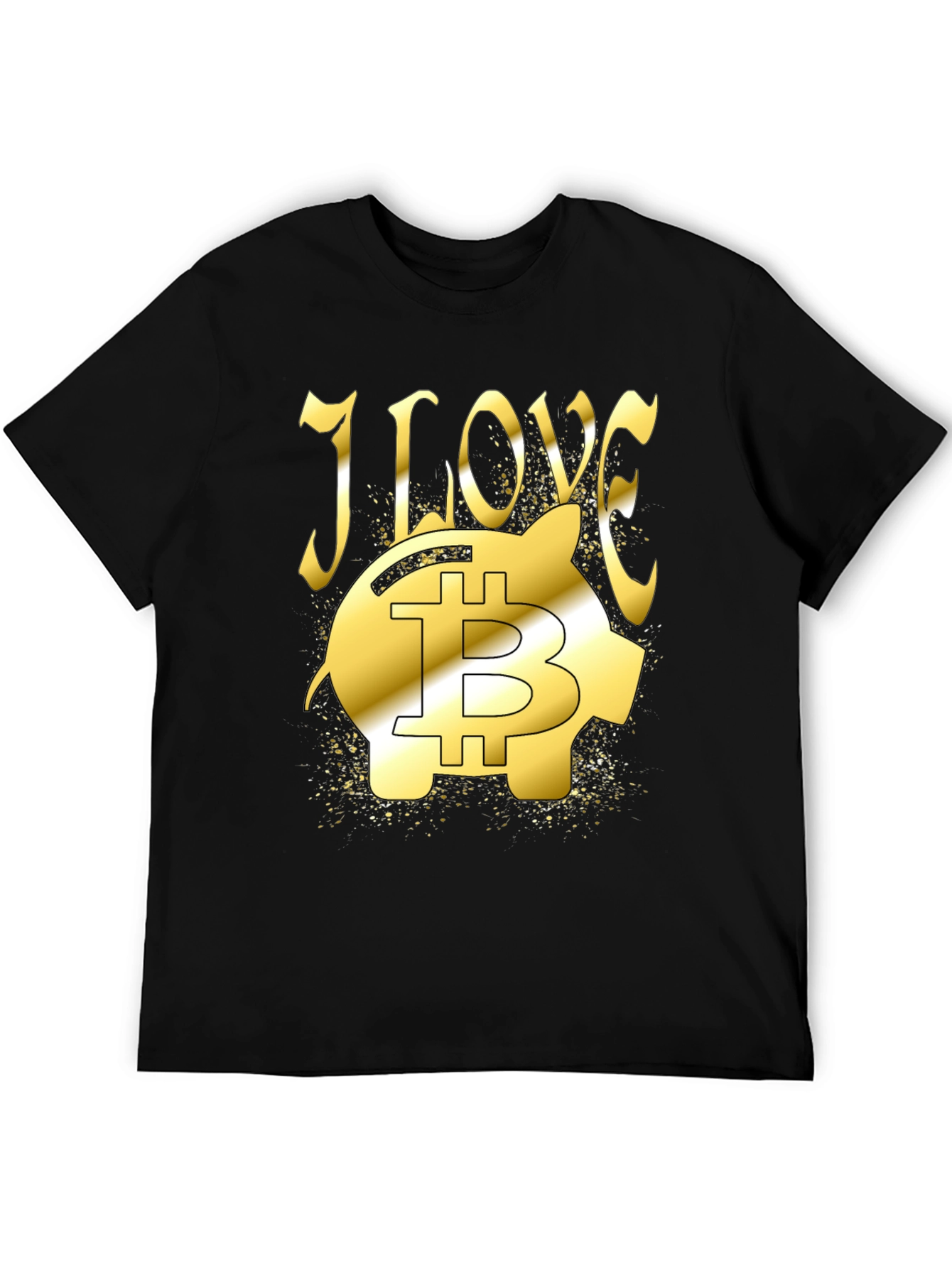 I Love Bitcoin Piggy Bank Black T-Shirt