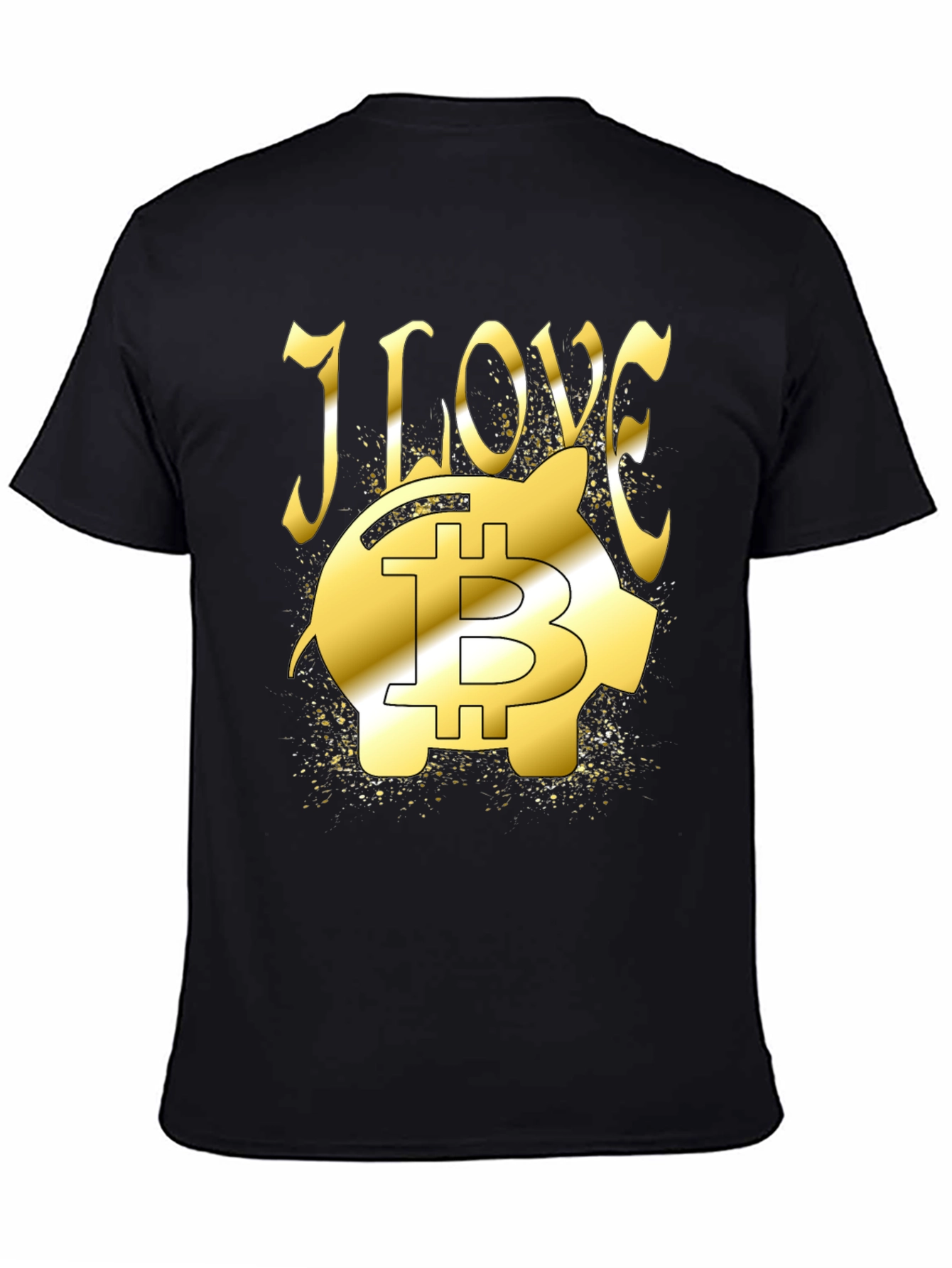 I Love Bitcoin Piggy Bank Black T-Shirt