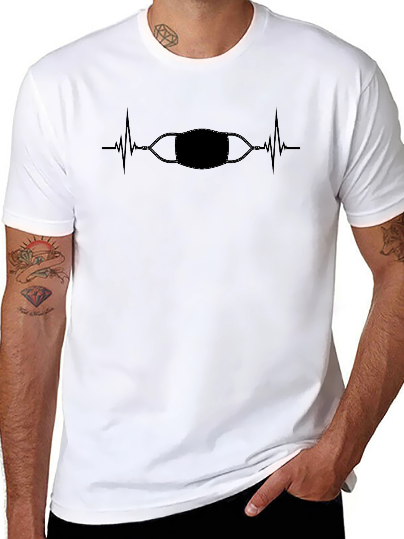 Mask Pulse Graphic Tee - Stylish and Protective