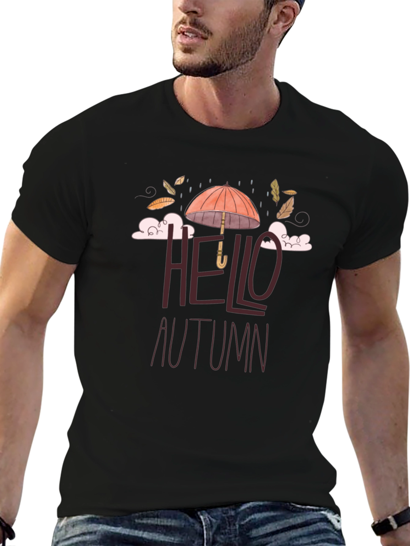 Hello Autumn Graphic Tee - Black