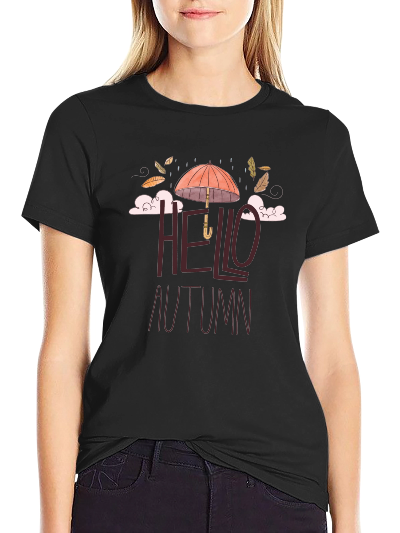 Hello Autumn Graphic Tee - Black