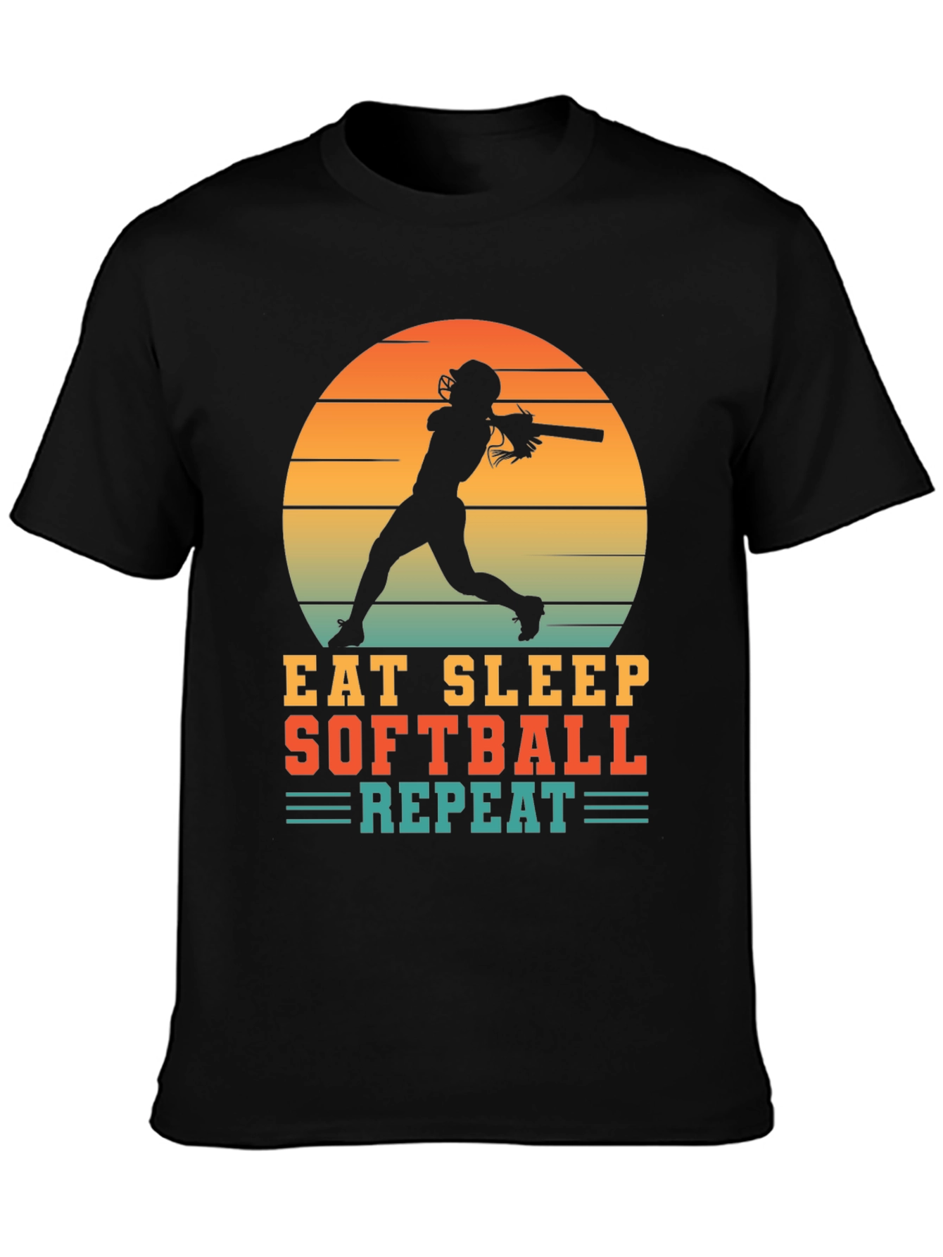 Eat Sleep Softball Repeat Graphic T-Shirt