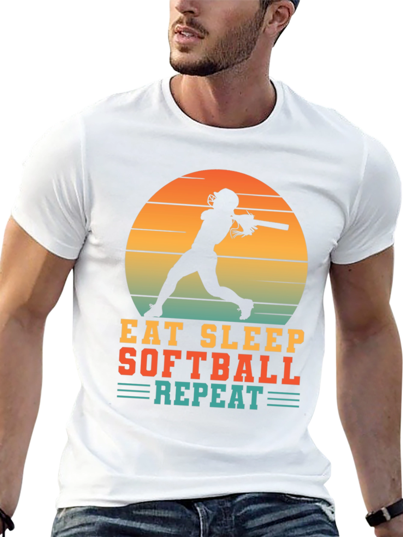 Eat Sleep Softball Repeat Graphic T-Shirt